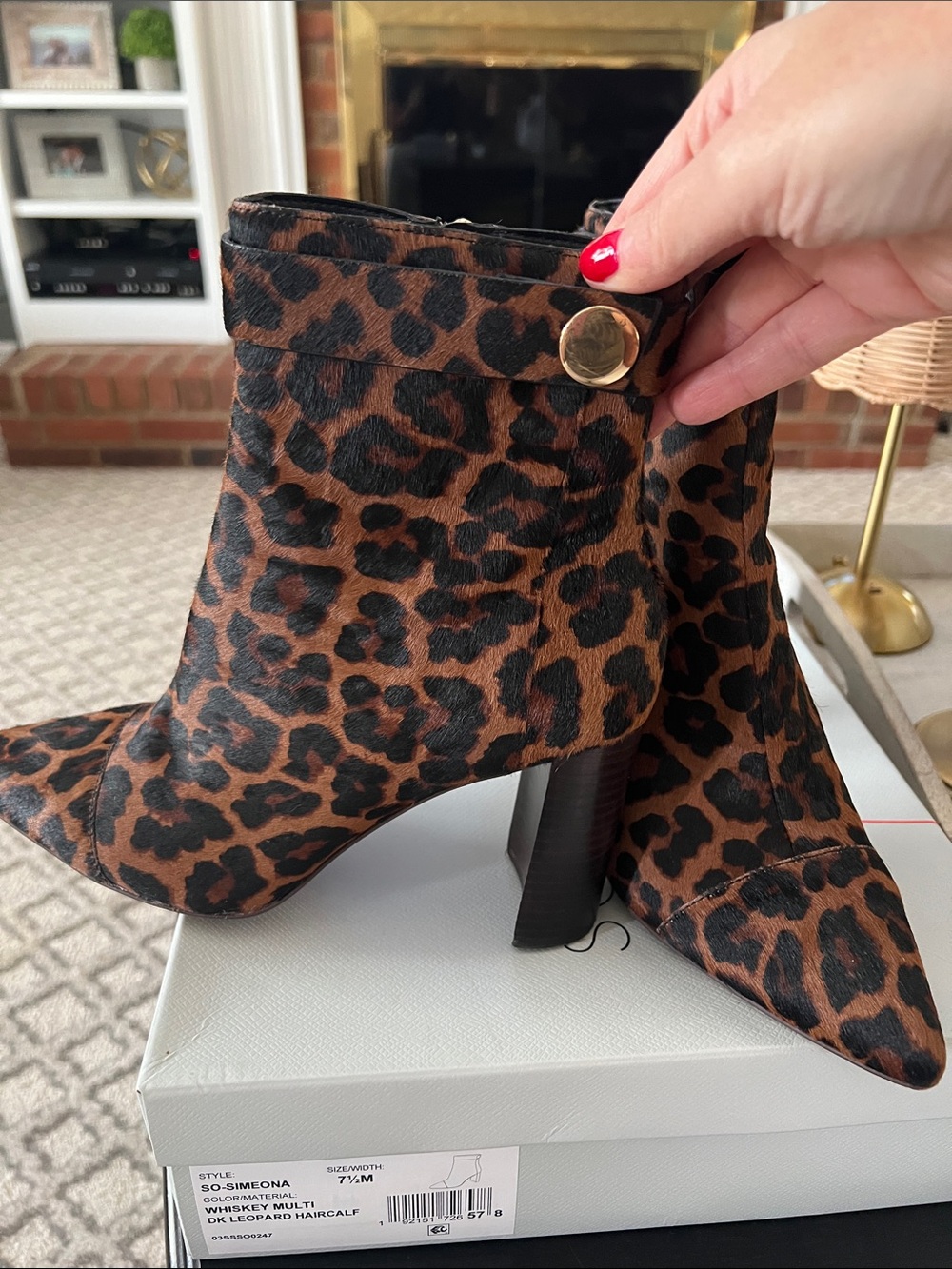 Sole Society Leopard Print Pointed Toe Ankle Booties - Brown/Black